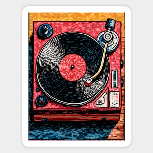 Vintage Turntable | Retro Vinyl Record Player Art Magnet